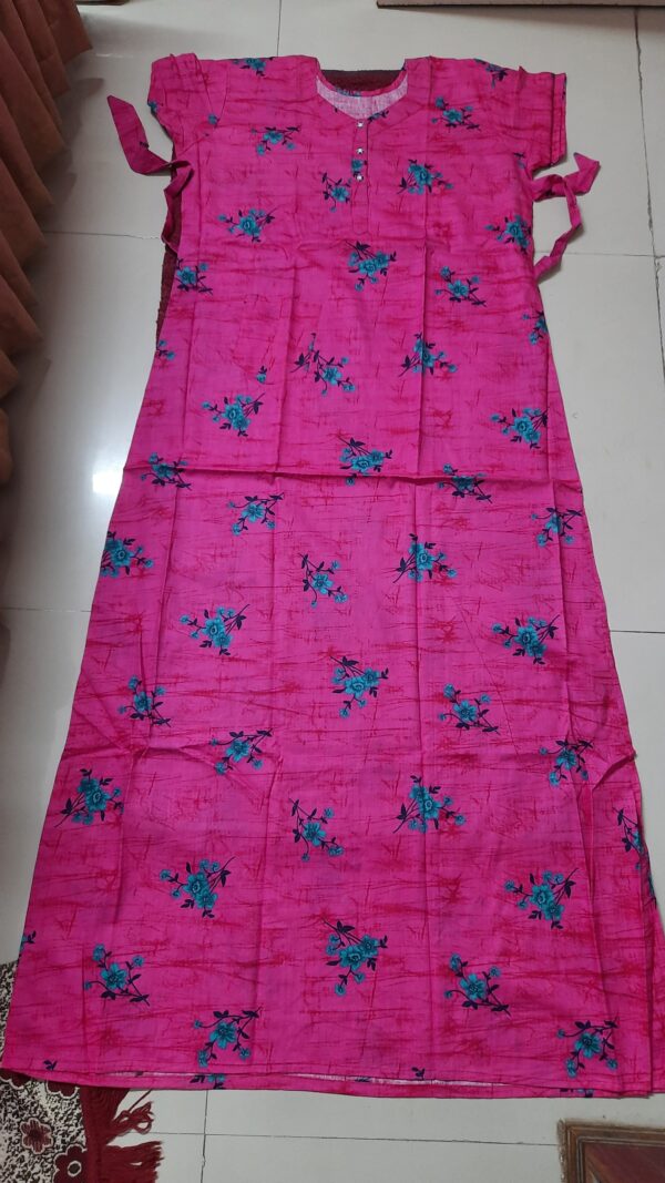 Pink with Blue A Line Cut Nighty (Code:N390N23)
