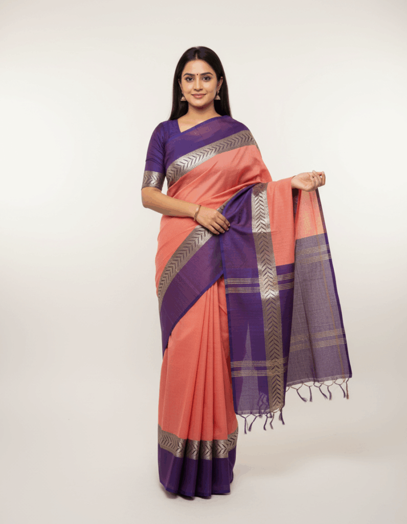 Bangladeshi Tant Peach Color (Code:S1250N02)