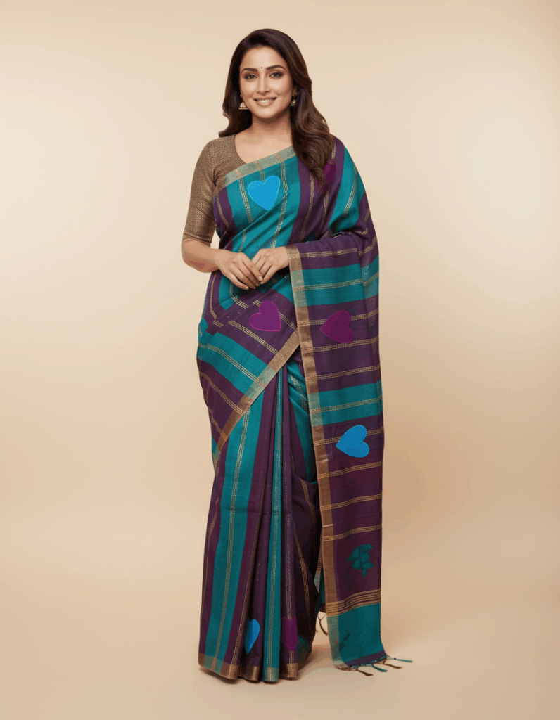 Aplic handloom Green with Multi (Code:S1525N50)