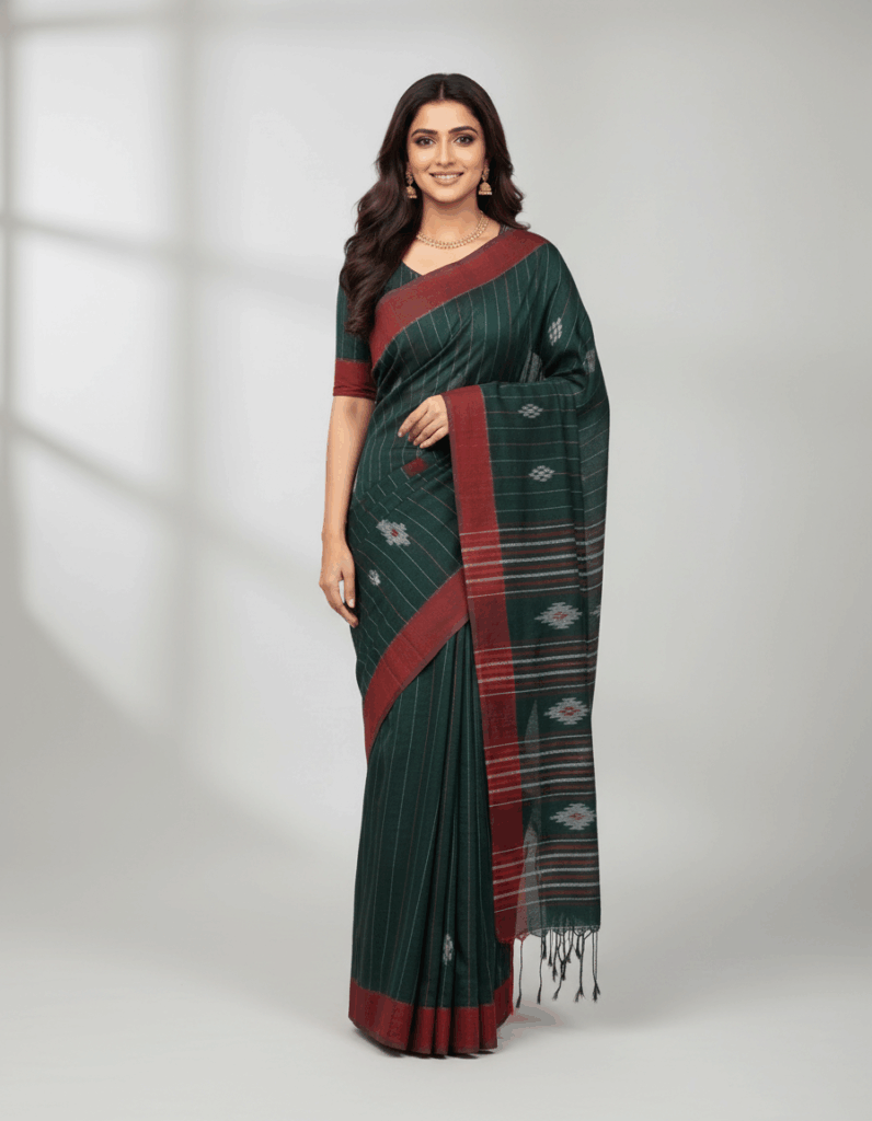 Handloom High Quality Khadi Khesh Green Color (Code:S1875N64)