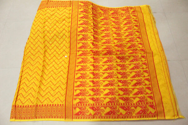 Soft Jamdani Yellow with Red (Code:S1550N76)