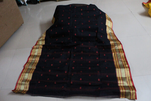 Tangail Naksha Big Buti Black with Pink Buti (Code:S1250N89)