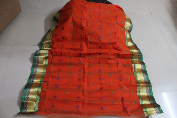 Tangail Naksha Big Buti Orange with Blue & Green Buti (Code:S1250N88)
