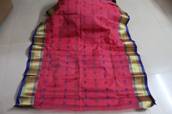 Tangail Naksha Big Buti Pink with Blue & Green (Code:S1250N92)