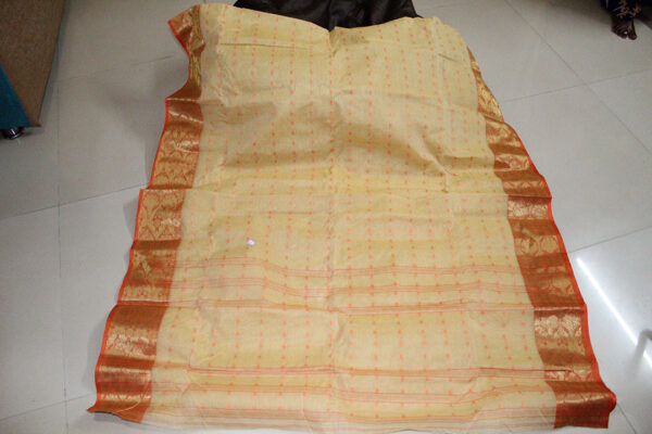 Tangail Naksha Small Buti Beige with Orange (Code:S1250N94)
