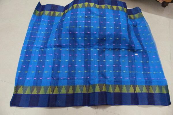 Tangail Naksha Small Buti Blue with Yellow & Pink (Code:S1250N98)