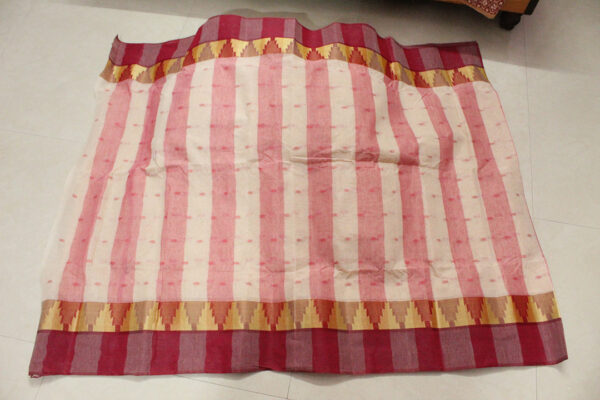 Tangail Naksha Small Buti Cream Biscuit with Maroon (Code:S1250N99)