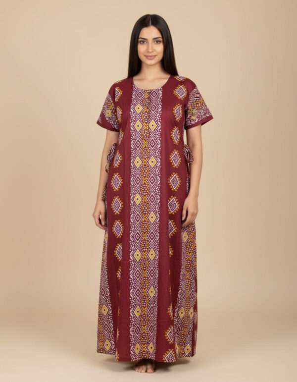 Batik Maroon A Line Cut Nighty (Code:N375M23)