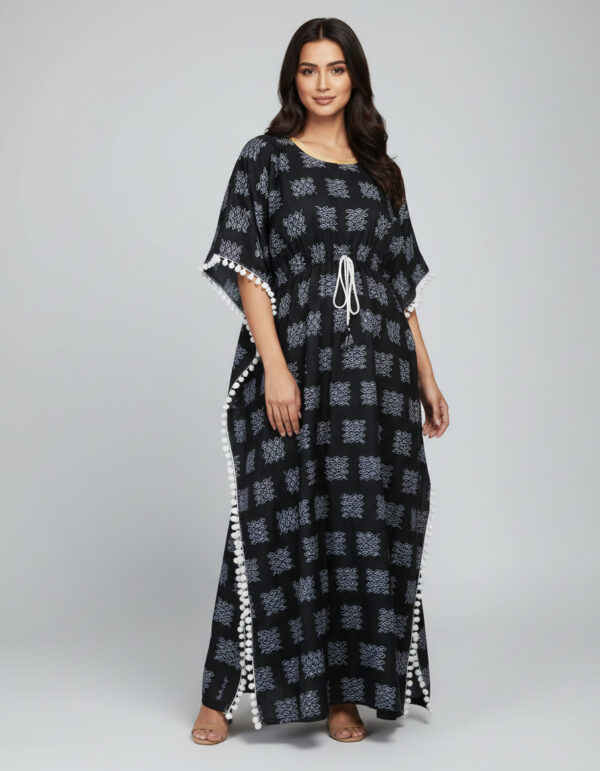 Black Pompom Kaftan (Code:N460M87)
