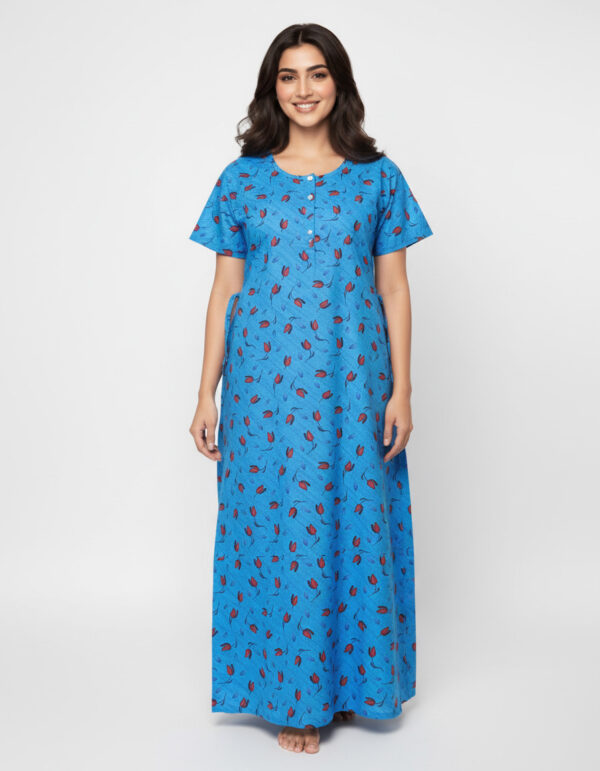 Blue Petal A Line Cut Nighty (Code:N375M12)