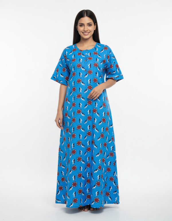 Blue with Red A Line Cut Nighty (Code:N375M20)