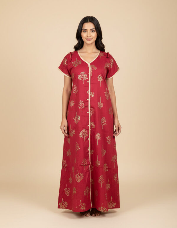 Deep Rani Satin Border A Line Cut Nighty (Code:N445M34)
