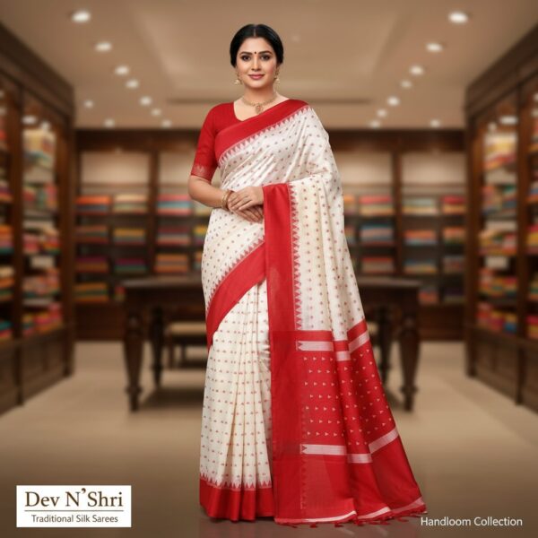 Gorod Silk Red with White (Code:S1450N34)