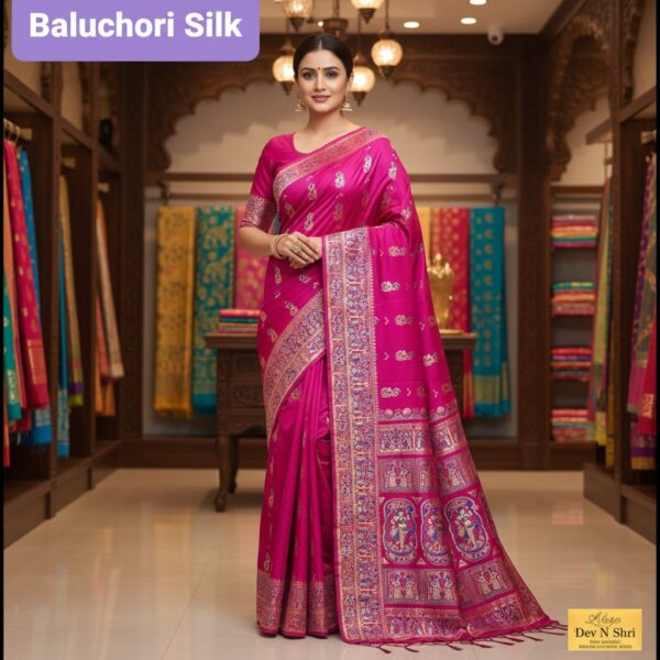 Jhalar Baluchori Saree Pink (Code:S1550N35)