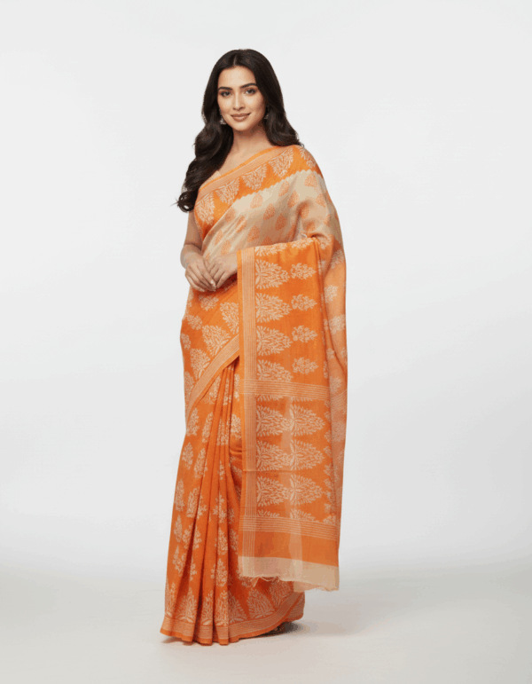 Batik Malmal Orange with Cream  (Code:S499N138)