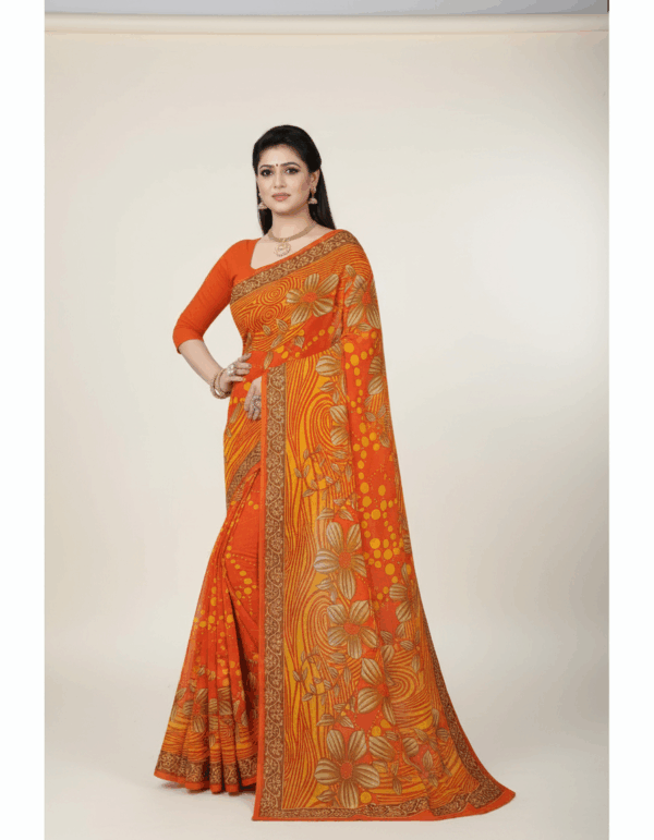 Jayshri Cotton Print Orange 5.5 Mtr (Code:S485N118)