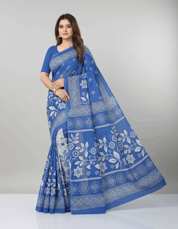 Minu Mor Cotton Print Royal Blue 5.5 Mtr (Code:S525N112)