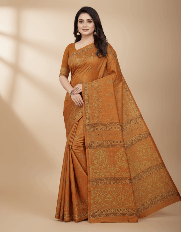 Vandana Cotton Print Orange 5.5 Mtr (Code:S450N120)