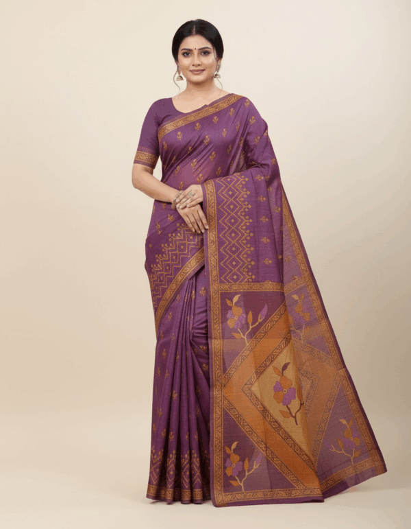 Vandana Cotton Print Purple 5.5 Mtr (Code:S450N111)