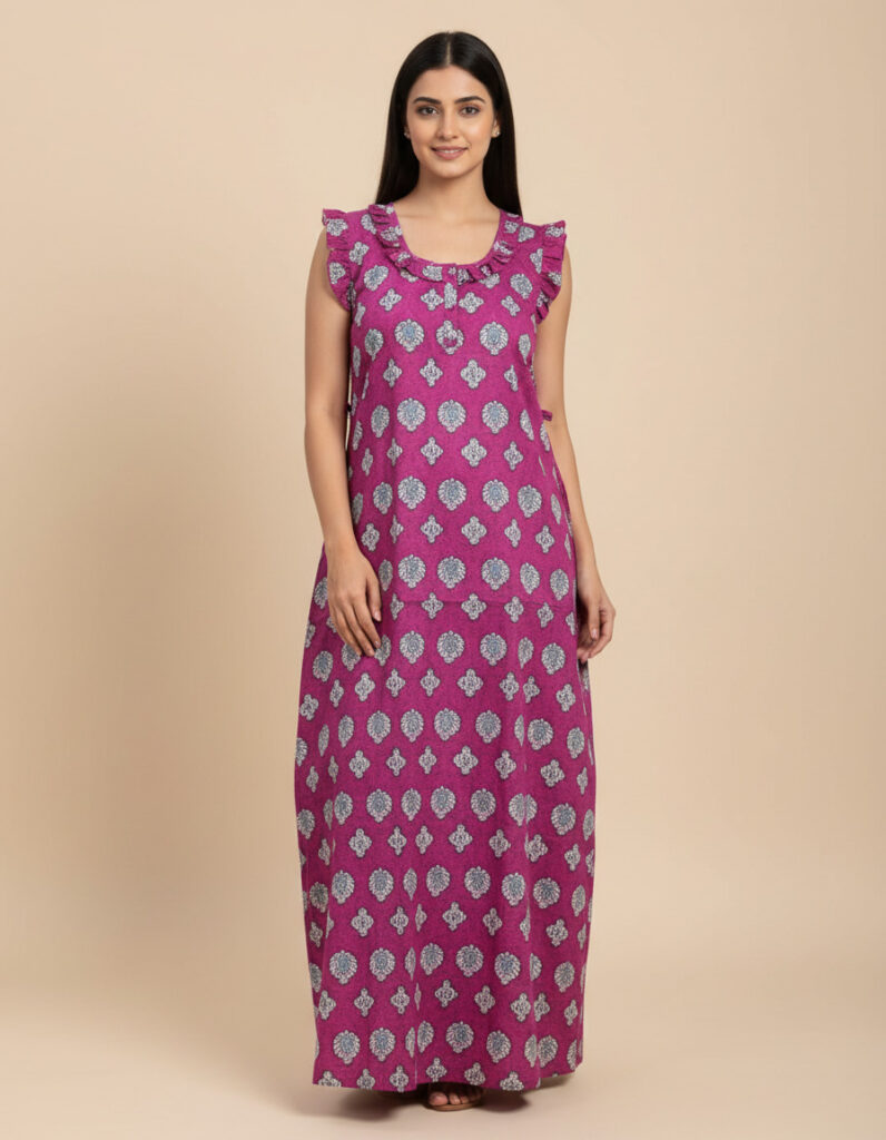 Magenta Rashmoni A Line Cut Nighty (Code:N399M49)