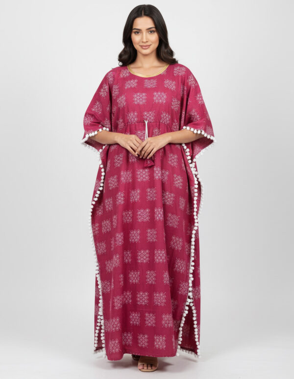 Magenta Pompom Kaftan (Code:N460M88)