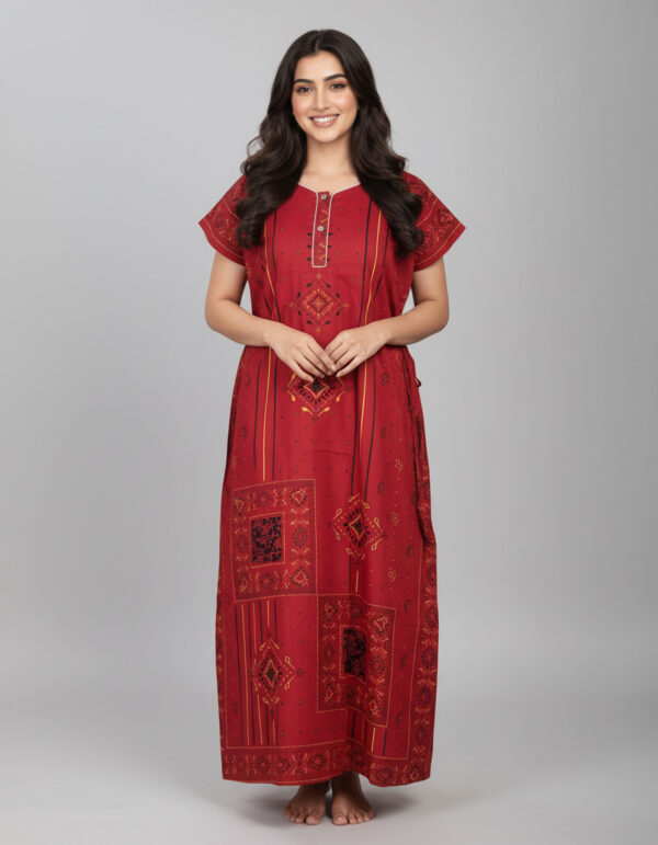 Maroon Jaiswal A Line Cut Nighty (Code:N375M26)
