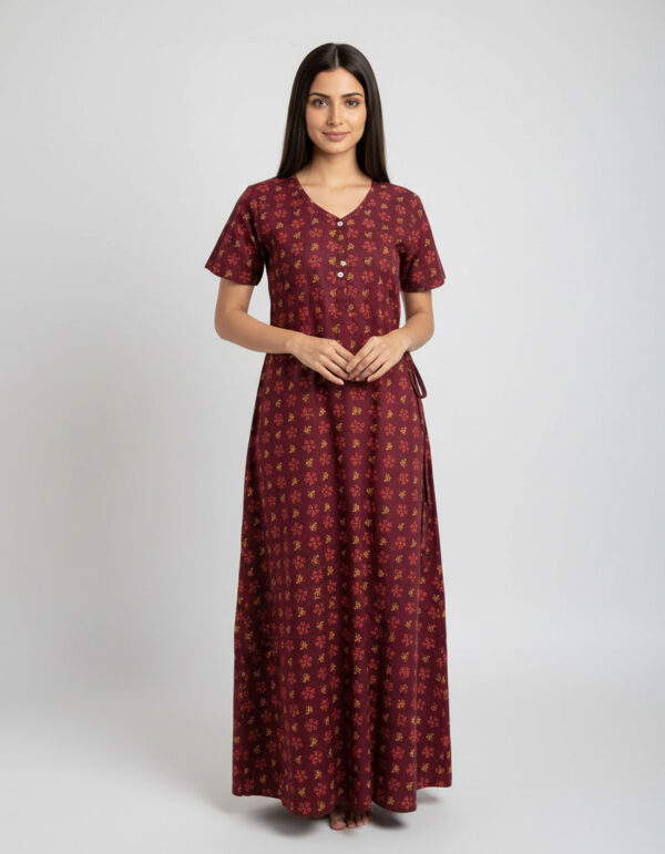Maroon A Line Cut Nighty (Code:N375M15)