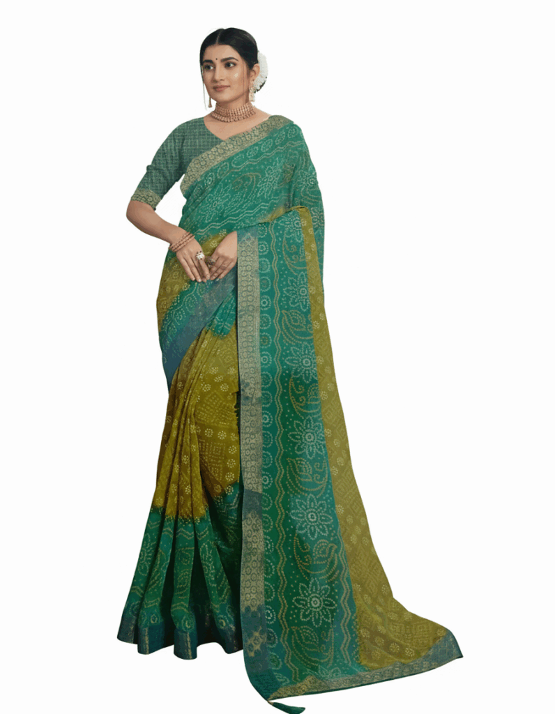 Bandni - Green & Mustard Yellow (Code:S1450N12)