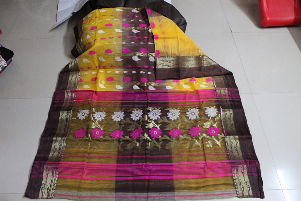 All Over Tusshar Yellow with Chocolate (Code:S2250N130)
