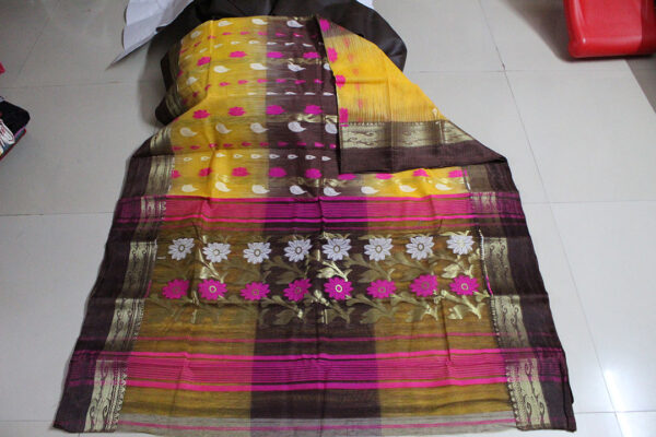 All Over Tusshar Yellow with Chocolate (Code:S2250N130)