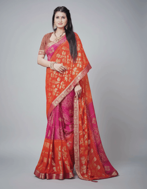 Bandni - Orange with Pink (Code:S1450N08)