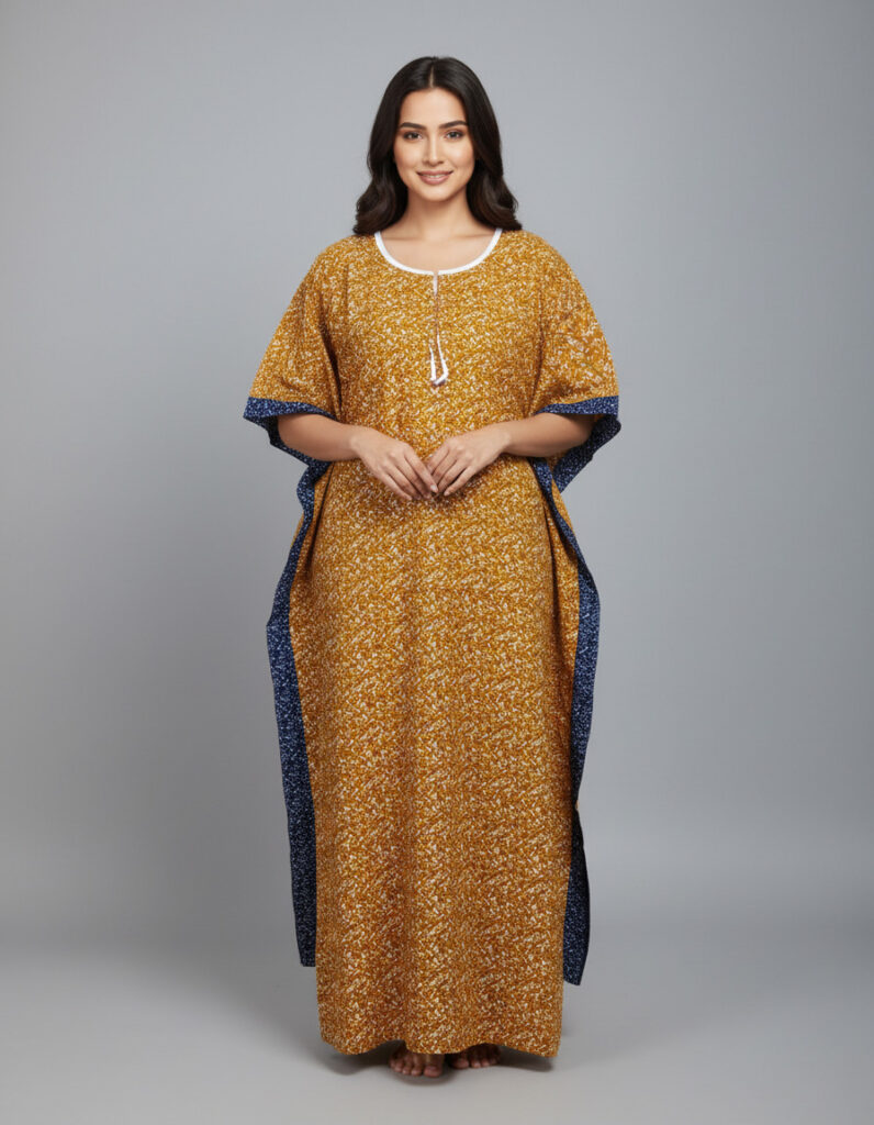 Mustard Yellow Frill Kaftan (Code:N399M84)