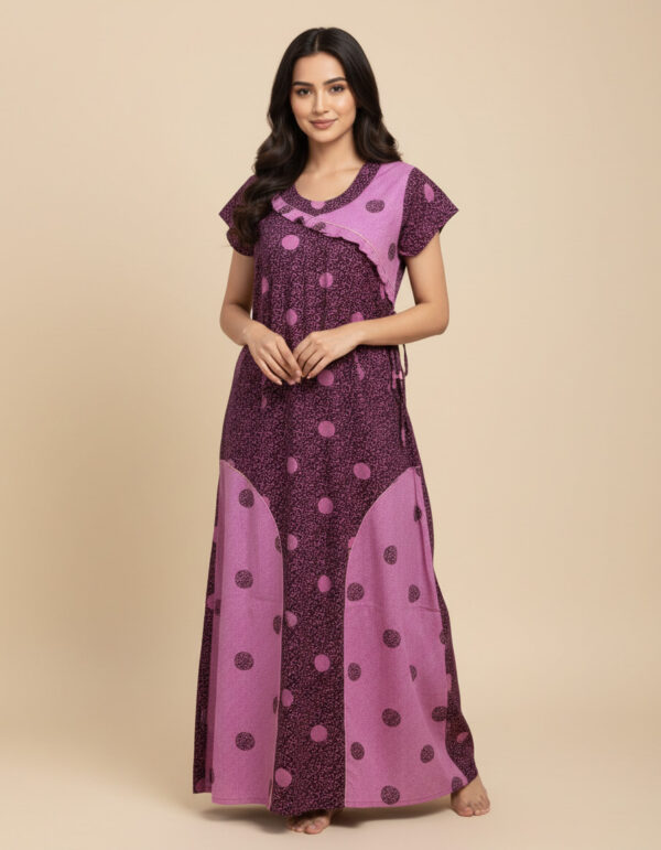 Pink Rashmoni Jacket A Line Cut Nighty (Code:N410M44)