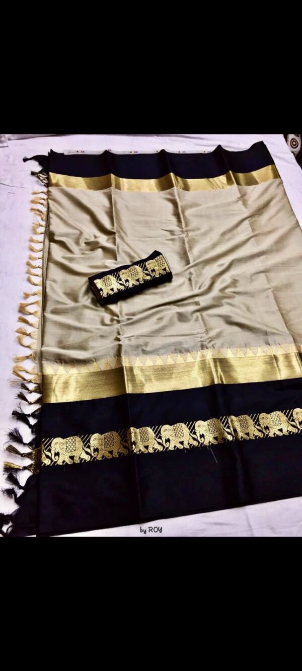 Gadwal Silk Figure Par Tusshar Color (Code:S1450N40)