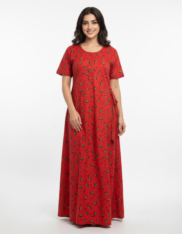 Red Petal A Line Cut Nighty (Code:N375M13)