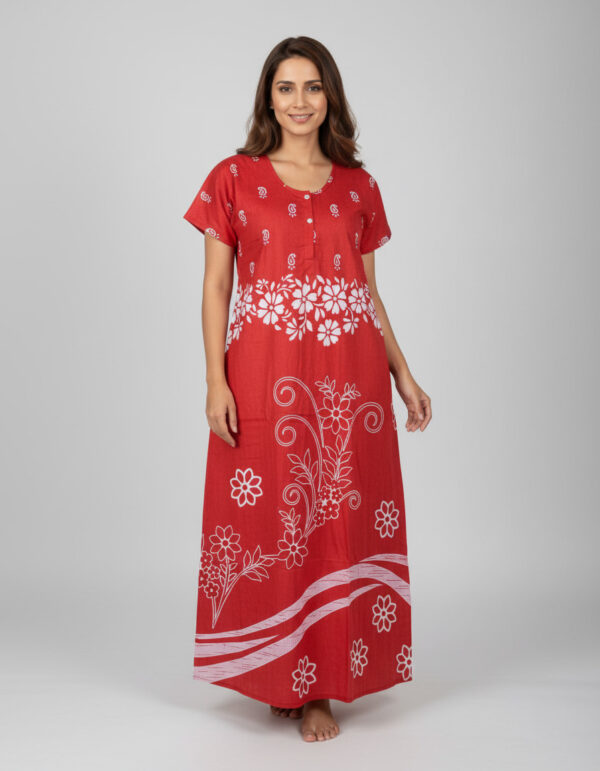 Red KalkaA Line Cut Nighty (Code:N375M22)