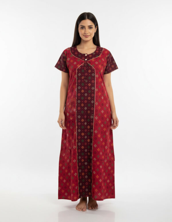 Maroon Gujari A Line Cut Nighty (Code:N375M27)
