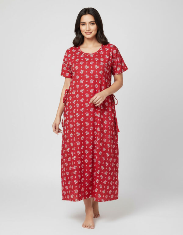 Red KalkaA Line Cut Nighty (Code:N375M10)