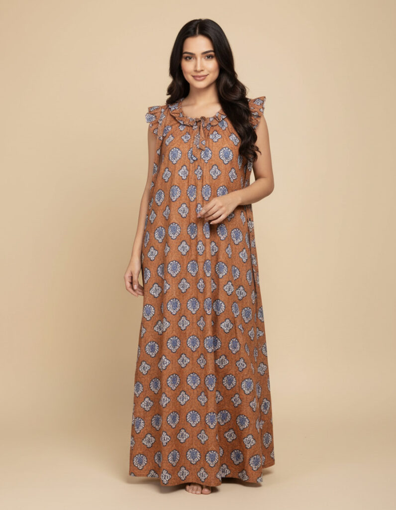 Rust Rashmoni A Line Cut Nighty (Code:N399M51)