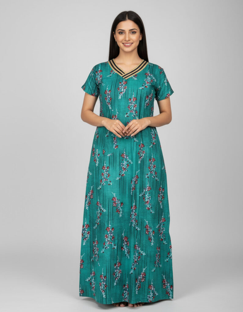 Bajirao Satin Border A Line Cut Nighty (Code:N420M31)