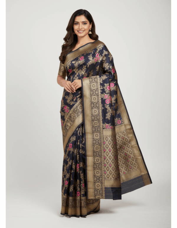 Silk Saree Black (Code:S1150N30)