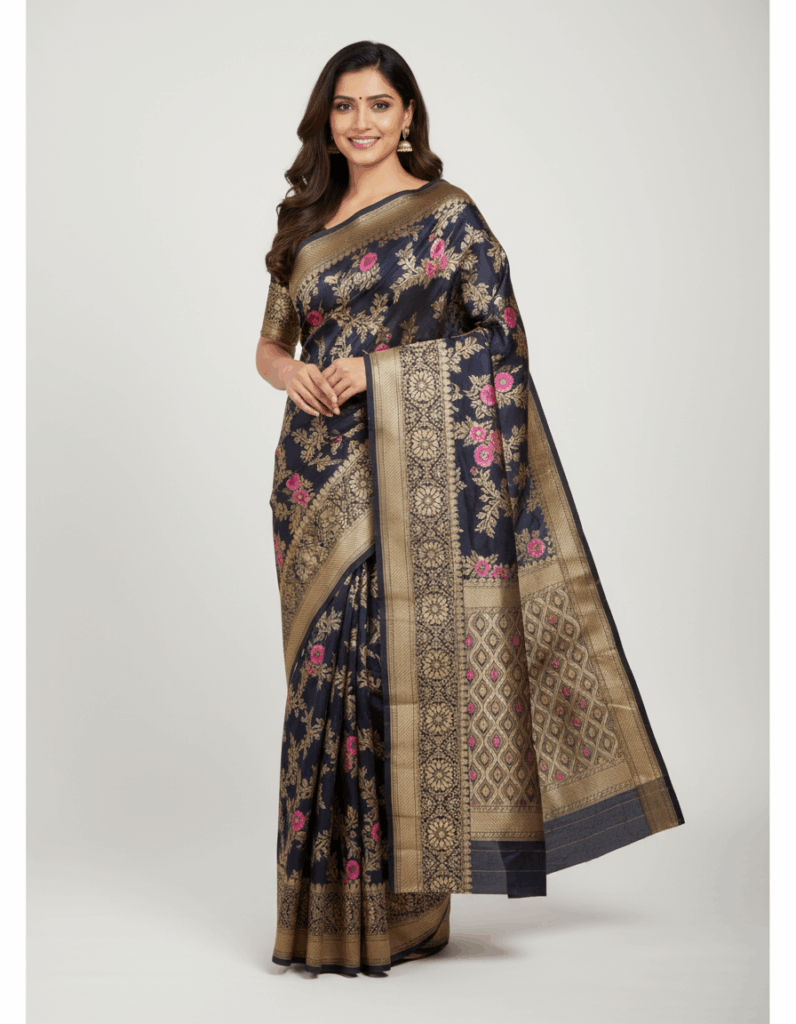 Silk Saree Black (Code:S1150N30)