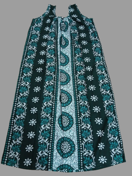 Bottle Green Round Panel Batik  (Code:N375P60)
