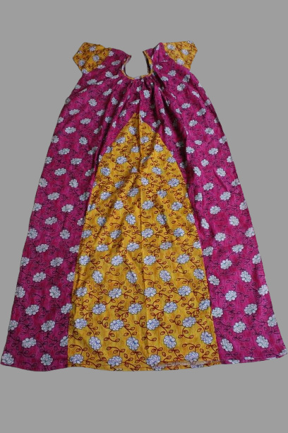 Deep Pink with Yellow Design  (Code:N325P07)